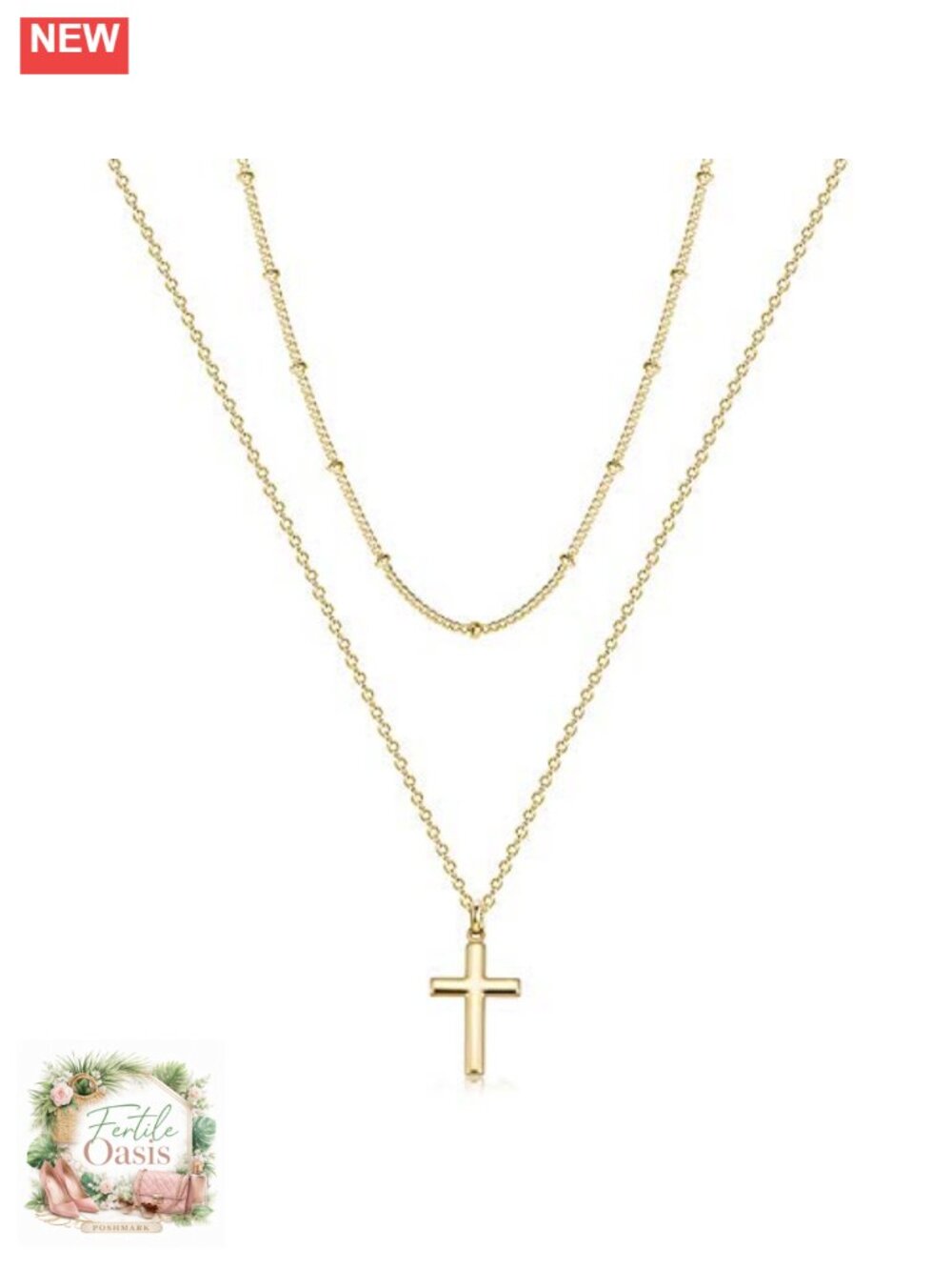 14k Gold Plated Cross Necklace for Women Dainty Chain Faith Pendant Religious